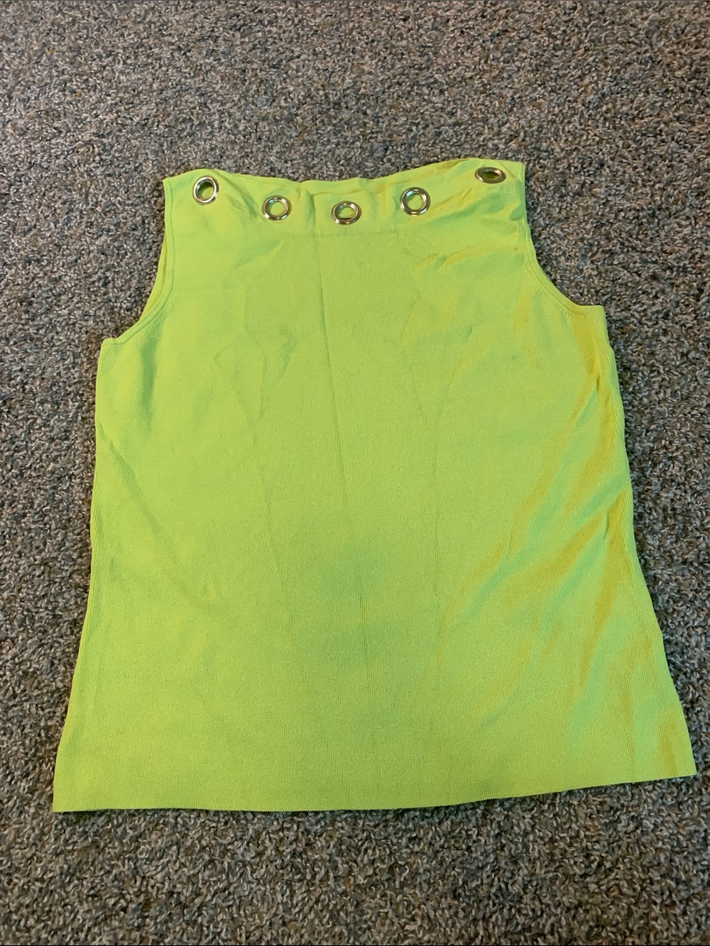 Women's Lime Green Sleeveless Tank with Grommet Neckline